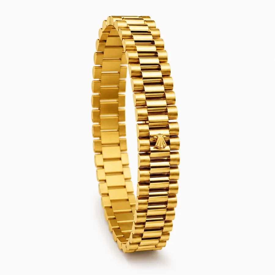 Bracciale a maglia president in oro giallo 18 kt con chiusura orologio