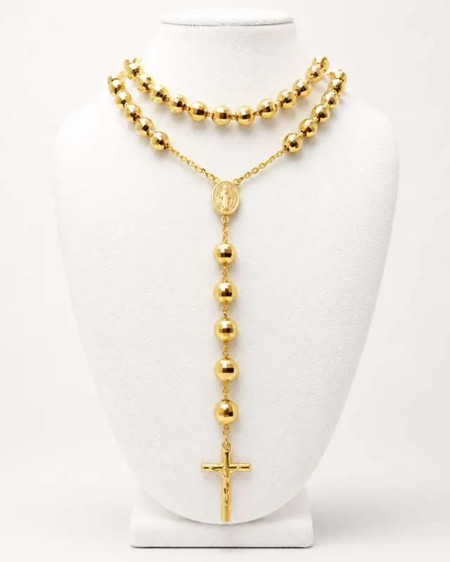 Collana rosario in oro giallo 18 kt con crocifisso