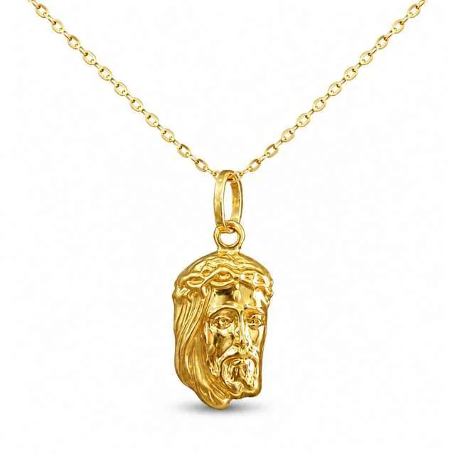 Collana con ciondolo volto di Gesù in oro giallo 18 kt